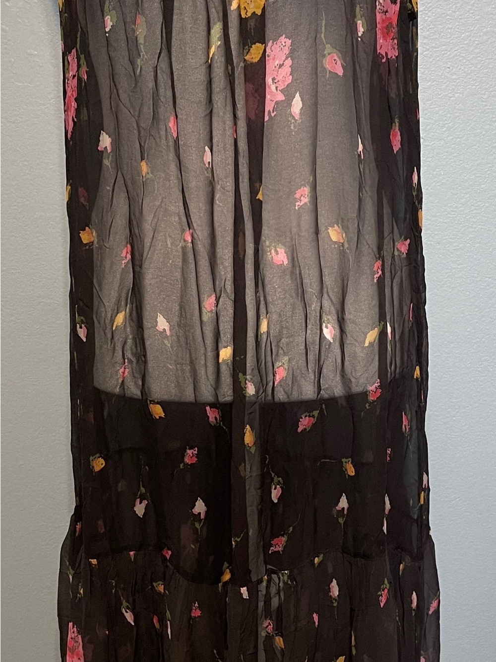 Sundance Floral Maxi Dress Sheer Boho Cottagecore Fairycore Artsy No Liner Large